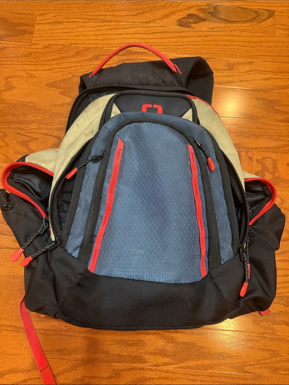 OGIO Black and Blue Backpack with Red Trim